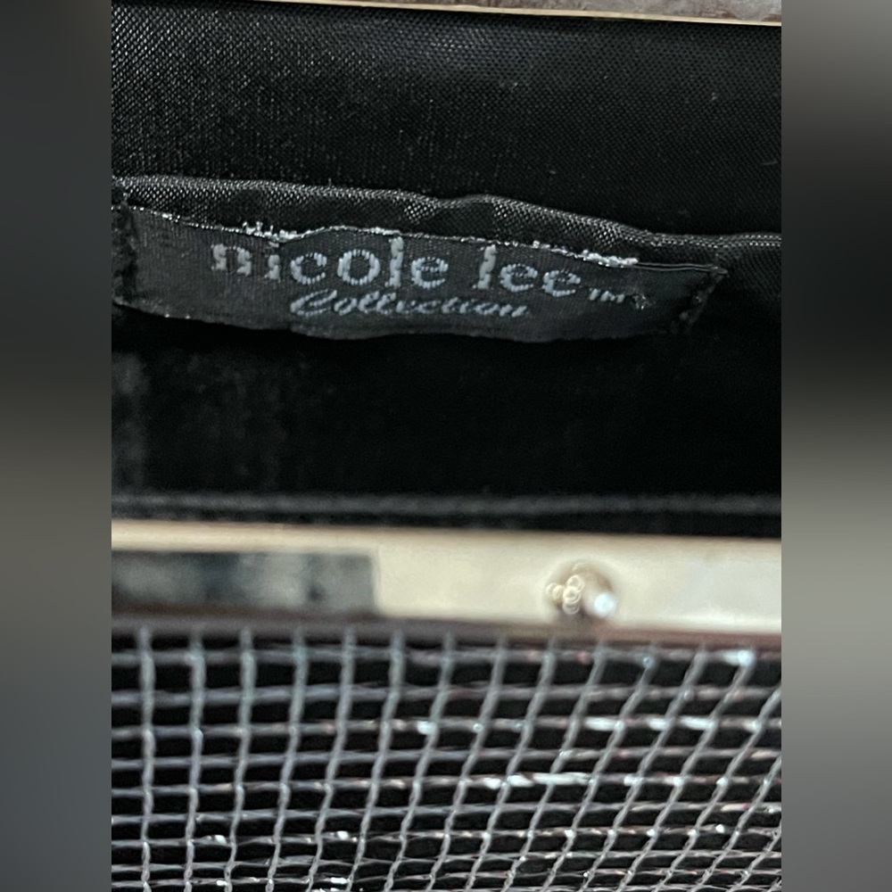 SOLD Nicole Lee Collection Black and Silver Chain Clutch - Picture 3 of 4